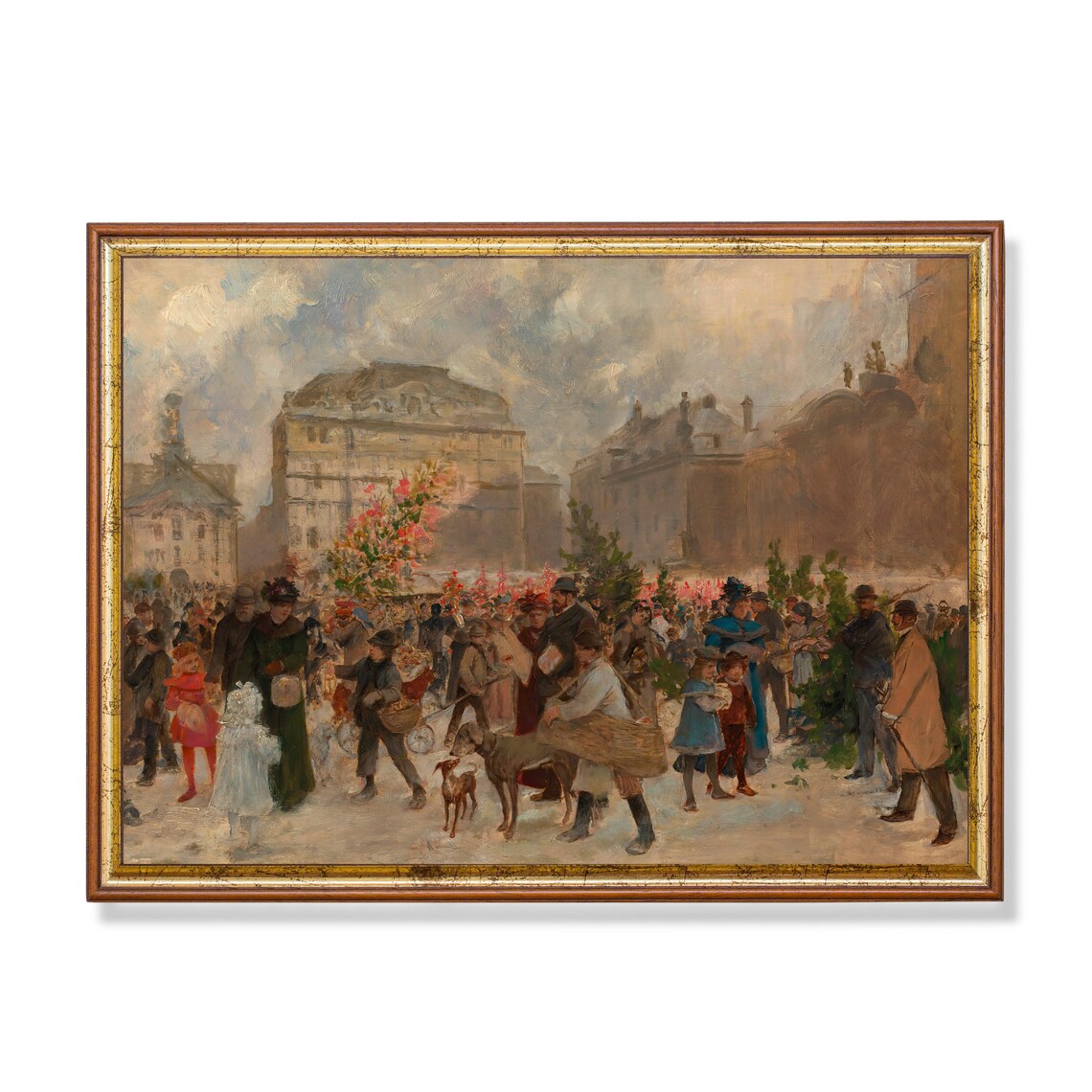 Christmas Fair Vintage Art Print, Winter Holiday