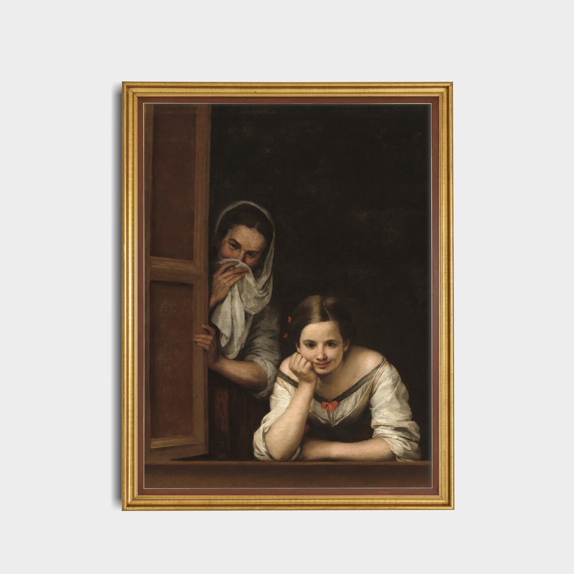 Two Women at Window, Vintage Portrait Art Print - Image 3
