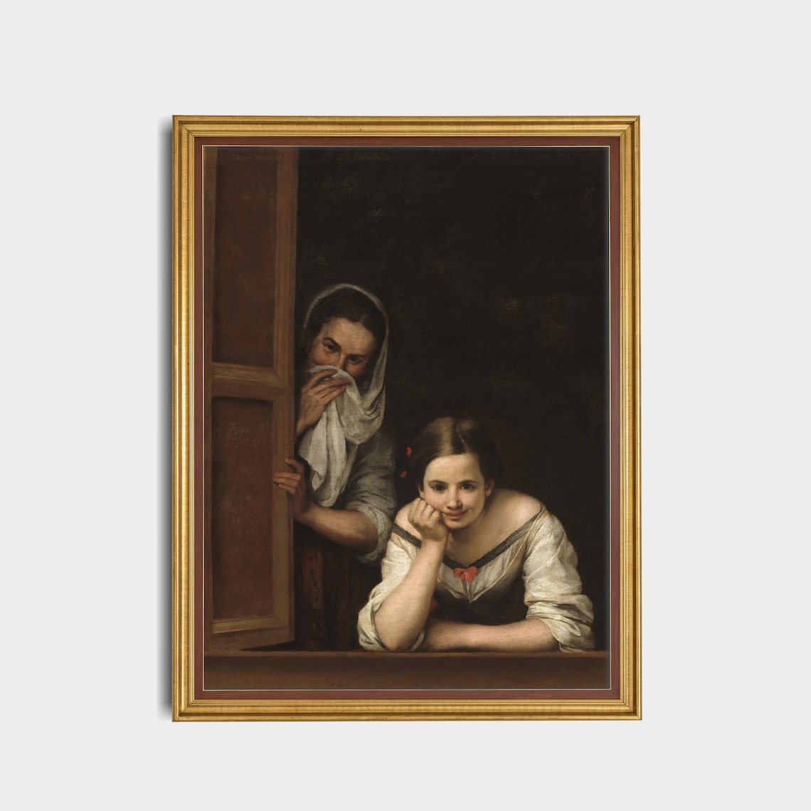 Vintage Portrait of Two Women at a Window, Art Print - Image 5