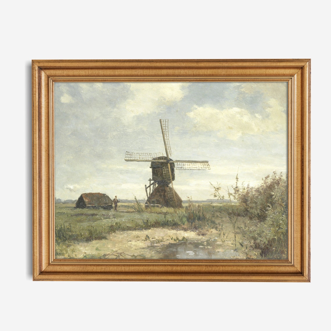 Old Dutch Windmill on Flat Polder with Miller Vintage Landscape Poster - Image 2