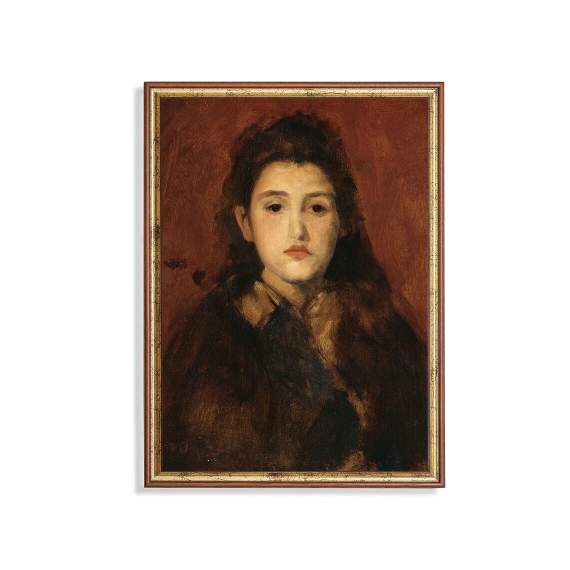 Antique Woman Portrait, Vintage Rustic Wall Art Print