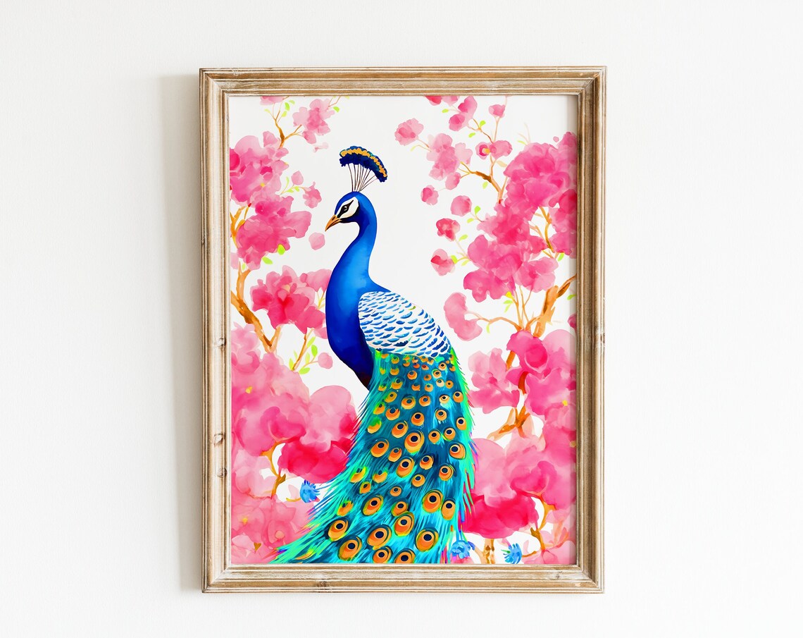 Peacock Art Print, Bohemian Tropical Bird Decor - Image 4