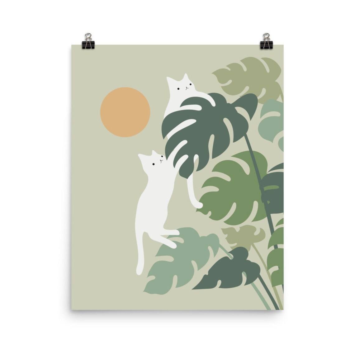 Cat And Plant 42 Art Print, Cat Lover Decor