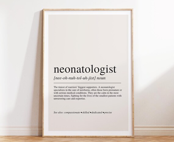 Neonatologist Dictionary Definition Medical Typography Gift Wall Art