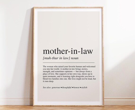 Mother in Law Definition Poster Dictionary Quote Sentimental Gift Decor