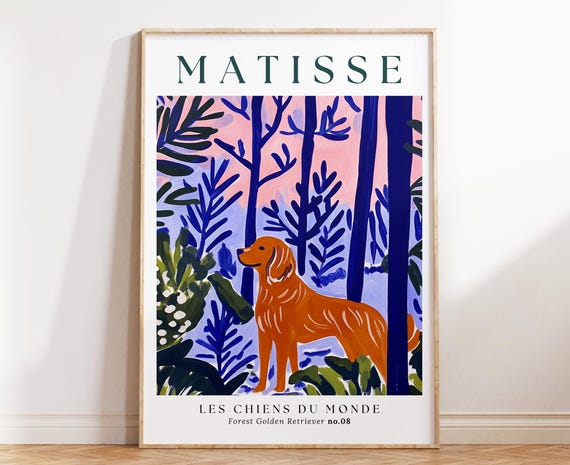 Matisse Golden Retriever Art Print Abstract Forest Dog Wall