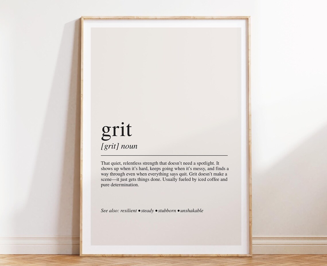 Grit Definition Motivational Art Print For Office