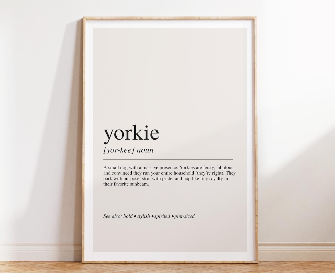 Yorkie Definition Print, Yorkshire Terrier Decor