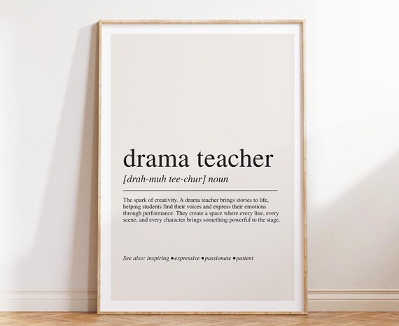 Drama Teacher Definition Dictionary Style Noun Poster Theater Gift Idea