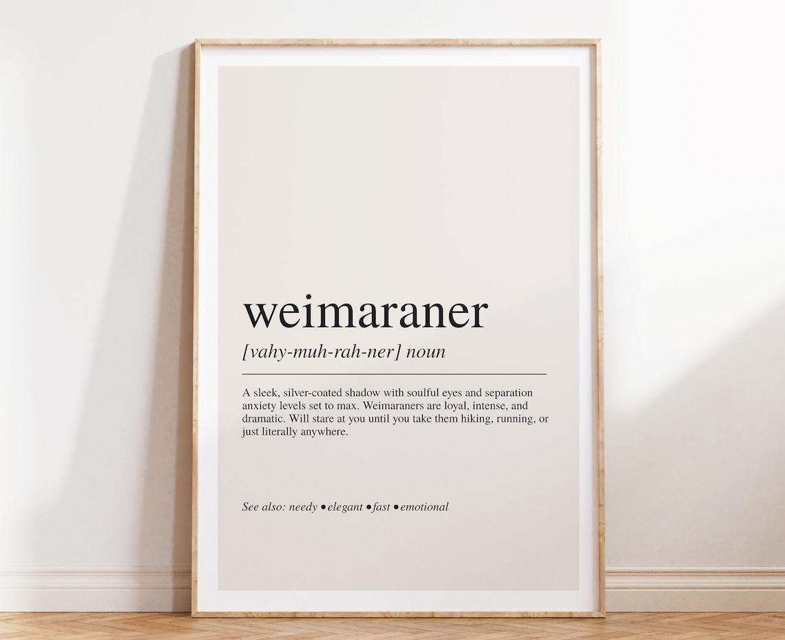 Weimaraner Definition Art Print, Dog Lover Decor