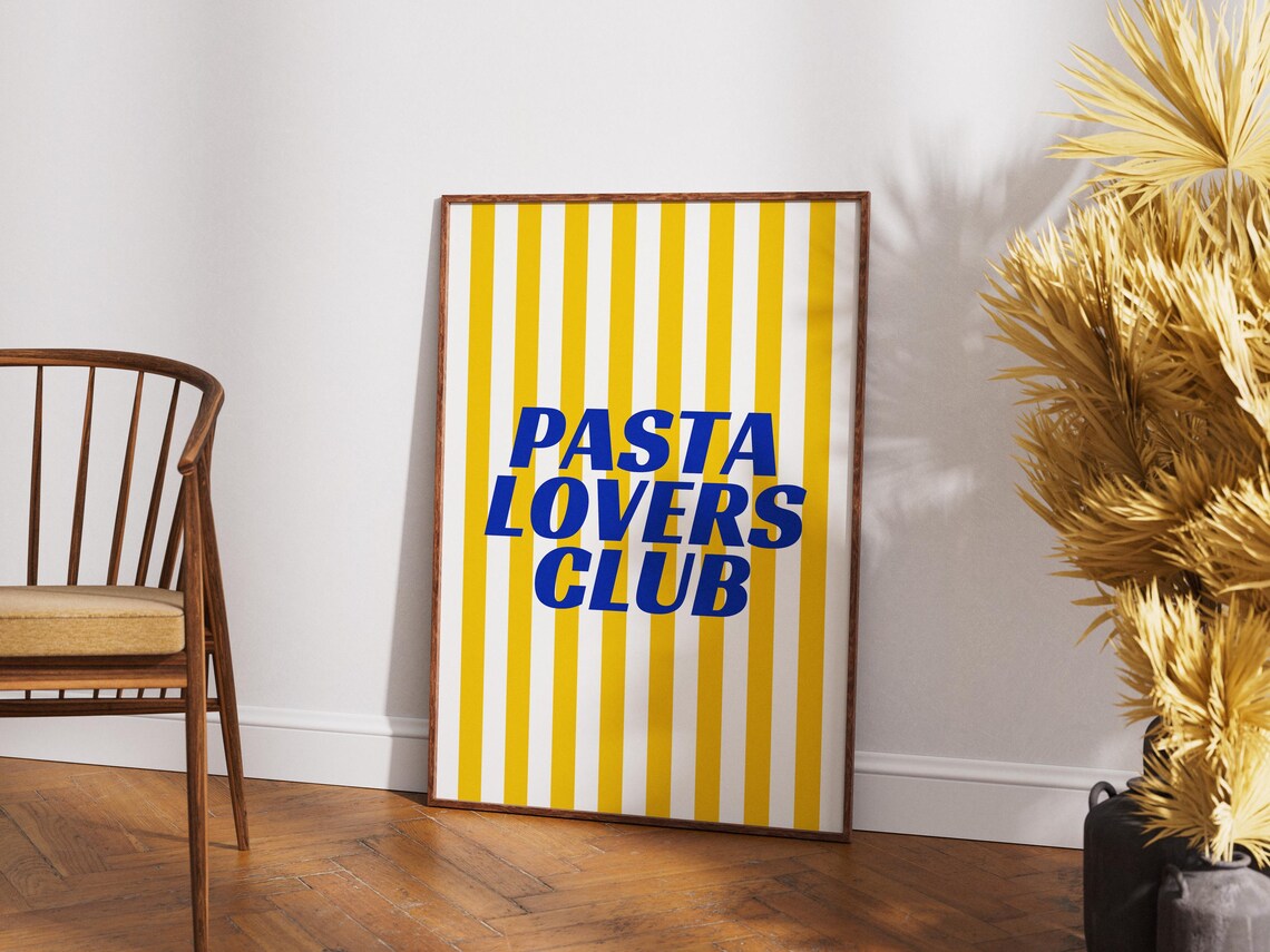 Pasta Lovers Club Art Print, Kitchen Quirky Style - Image 2