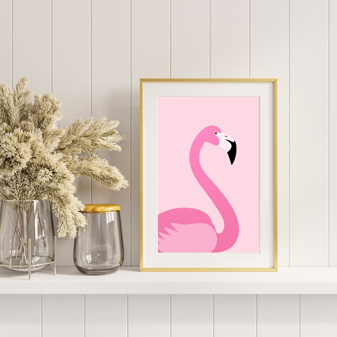 Pink Flamingo Minimalist Silhouette Modern Tropical Bird Art Poster - Image 3