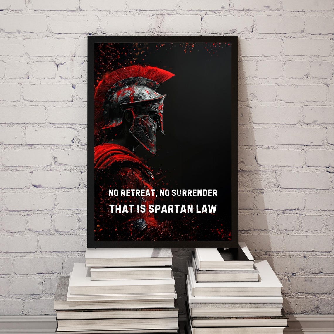 Spartan Motivation Wall Art Motivational Quote Gym Print Gifts For Men 300 Movie Leonidas Workout Inspiration No Treat No Surrender - Image 2