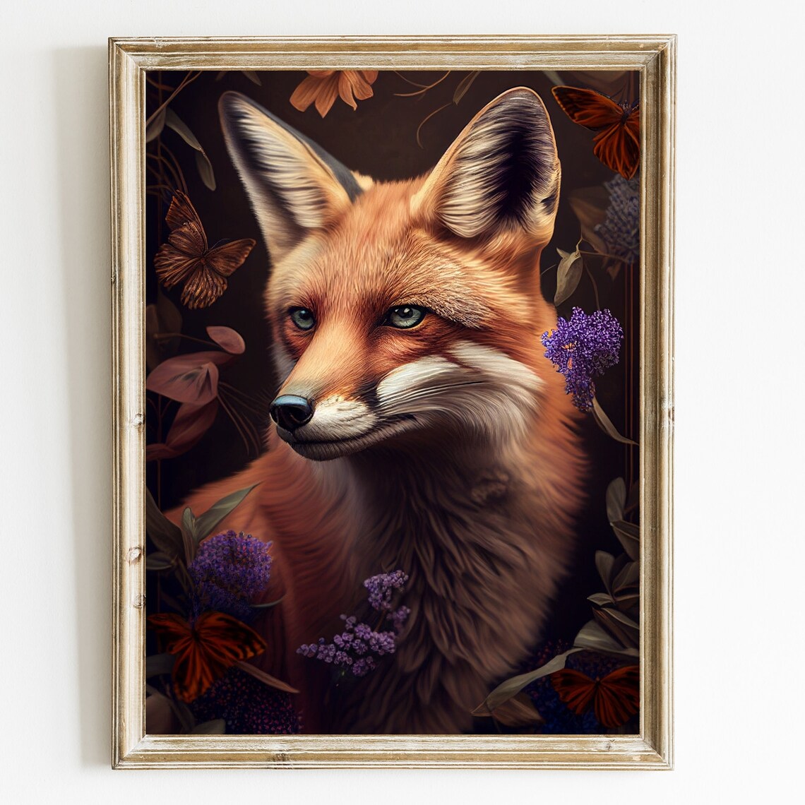 Red Fox Animal Wall Art Print, Fox Painting