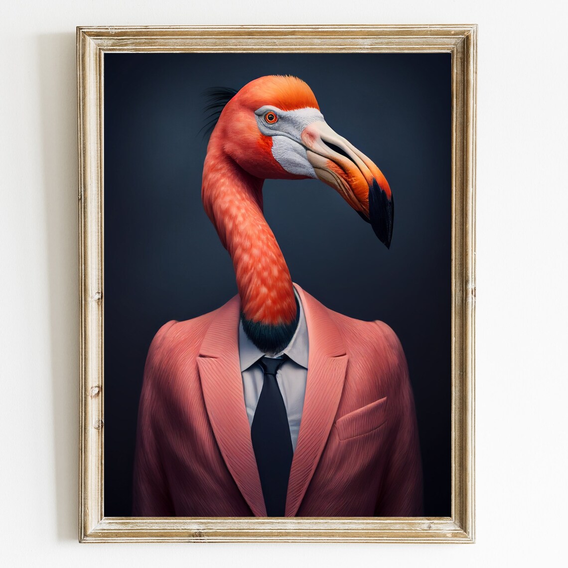 Flamingo Print, Vintage Painting Animal Art Print