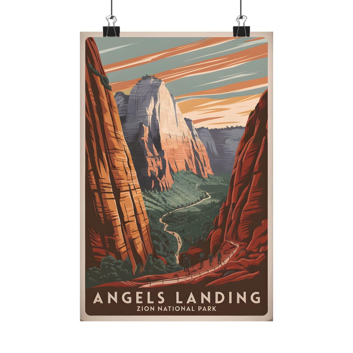 Angels Landing Art Print Zion National Park Landscape Wall Decor Hiking Gifts Outdoor Adventure Home Travel Poster
