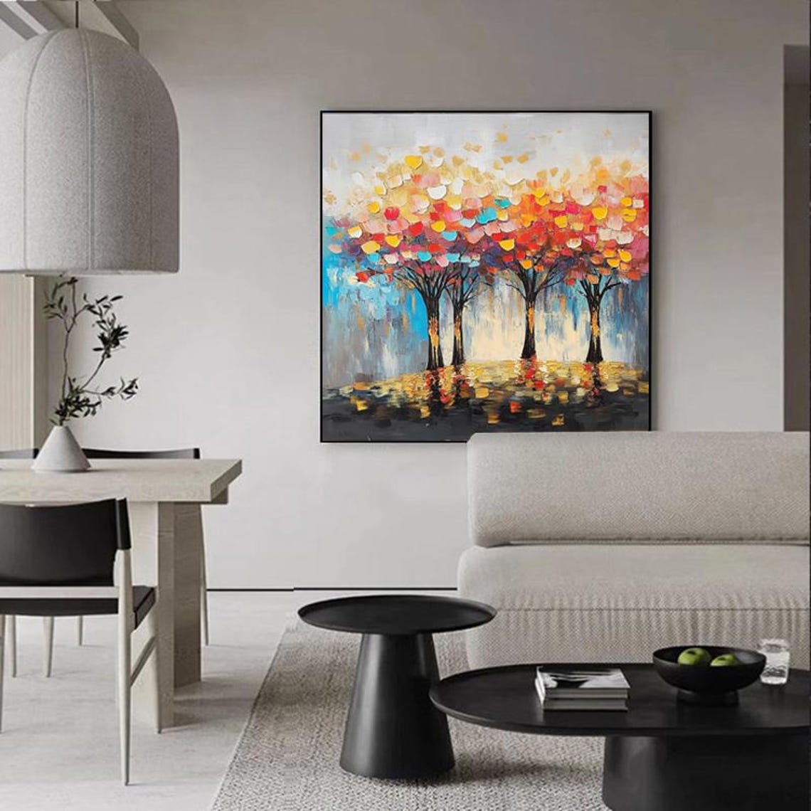 Colorful Tree Of Life Multicolor Leaves Abstract Painting Poster - Image 5