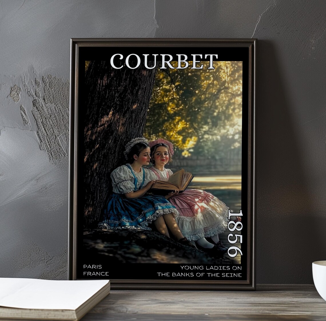 Gustave Courbet Girls Reading Together in Sunlight 1856 Poster