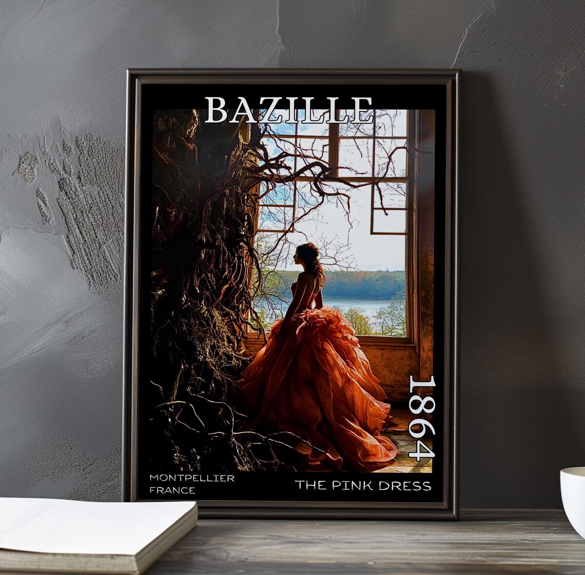 Frédéric Bazille Woman in Red Gown by an Open Window 1864 Poster