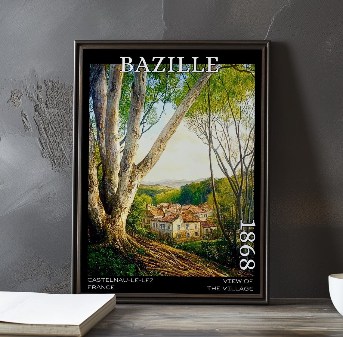 View Of The Village 1868 Frdric Bazille Print Poster French Impressionist Countryside Plein Air Rural Scene 19th Century Art Decor