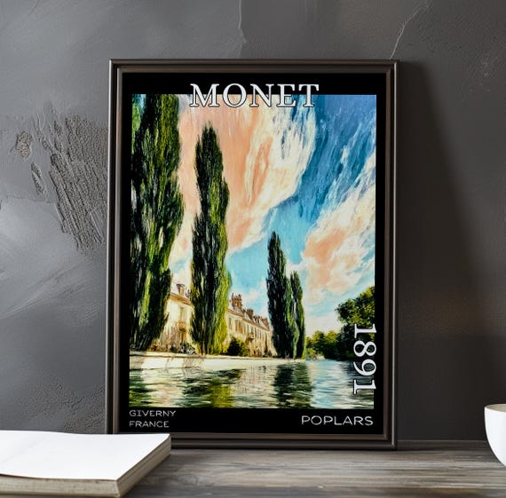 Poplars 1891 Claude Monet Print Poster Impressionism Post Impressionist Trees French River Landscape Seasonal Color Study Art Decor