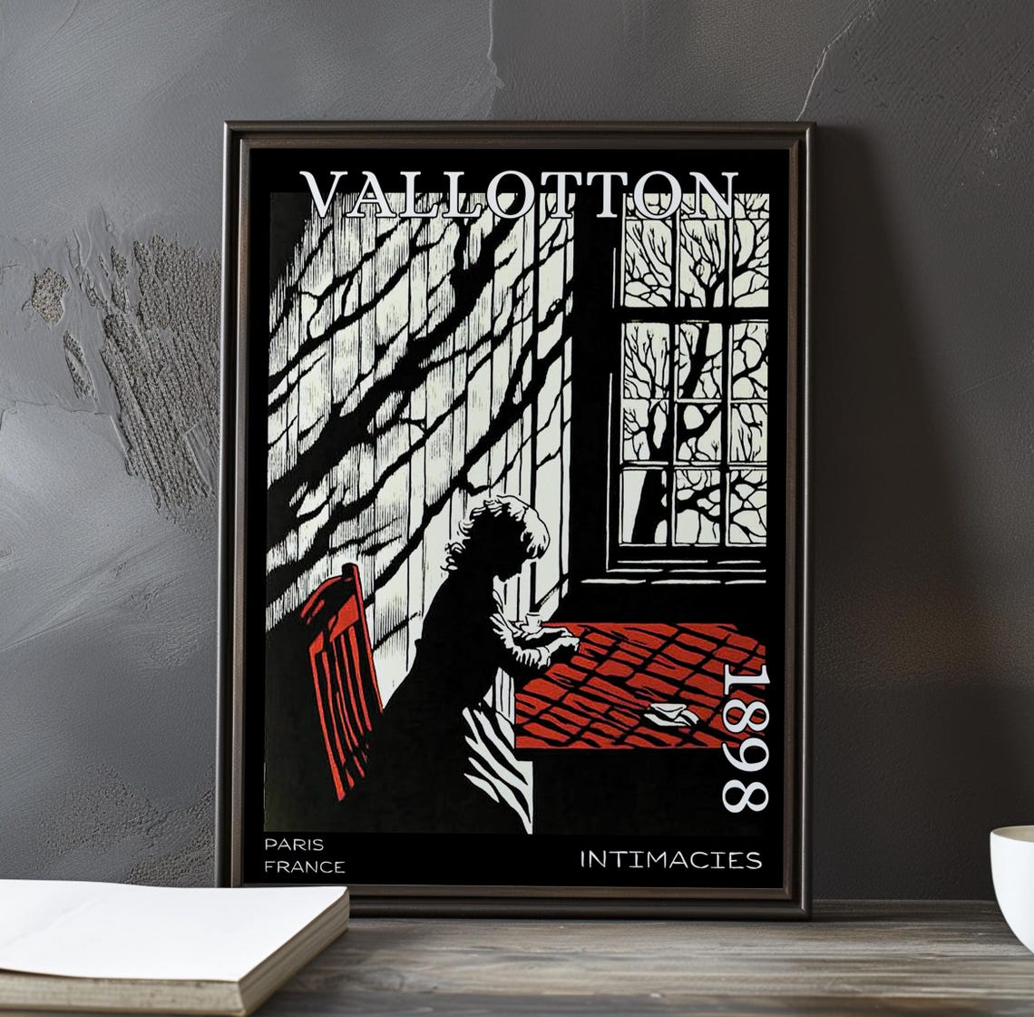 Intimits 1898 Flix Vallotton Print Poster Nabis Woodcut Symbolist Interior Art French Black White Nude Wall Decor Parisian France