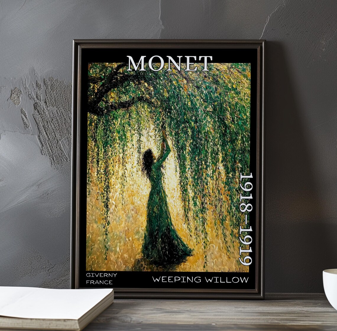 Weeping Willow Green Dress Golden Fronds Monet 1918-1919 Poster
