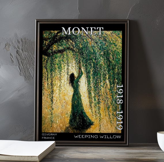 Weeping Willow 19181919 Claude Monet Print Poster Impressionism Post Impressionist Tree 20th Century Garden Landscape Wwi Era Art