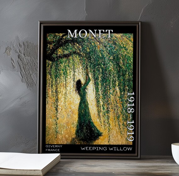 Weeping Willow Green Dress Golden Fronds Monet 1918-1919 Poster