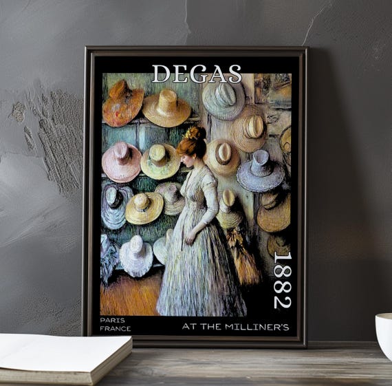 At The Milliners 1882 Edgar Degas Print Poster Impressionism Post Impressionist Fashion French Boutique Scene Modern Elegance Art
