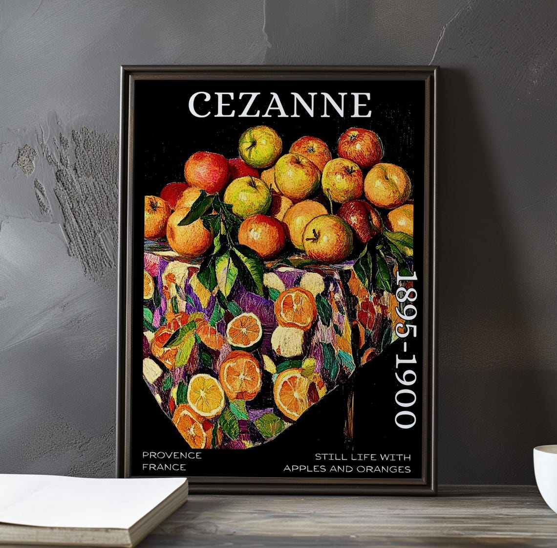 Cezanne Towering Fruit Pile Apples and Oranges Still Life Poster