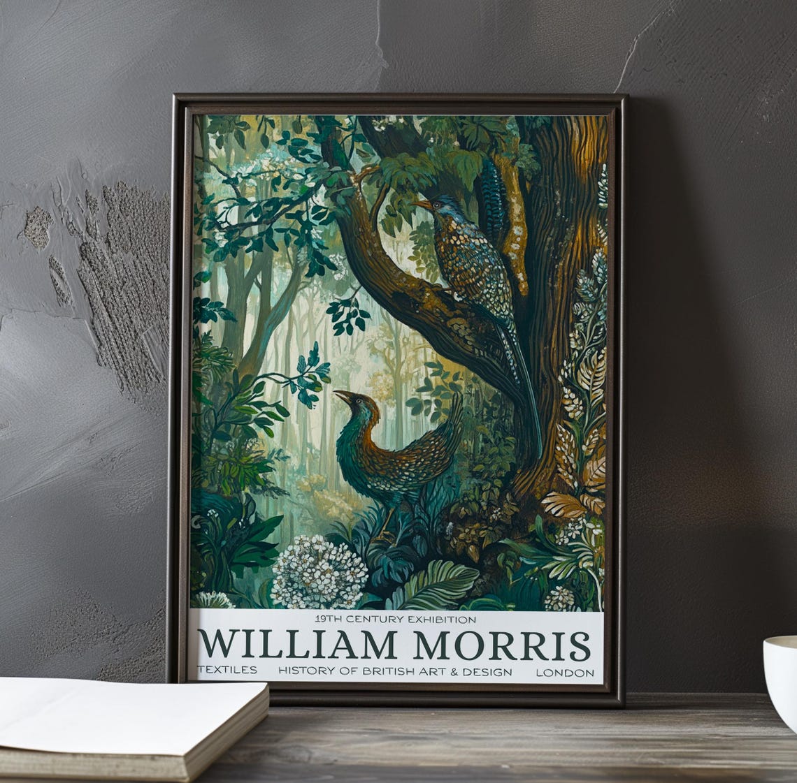 William Morris Pheasants Misty Forest Glade Exhibition Poster