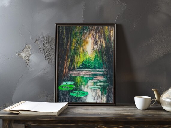 Claude Monet Water Lilies Sunlit Willow Tunnel Pond Art Poster