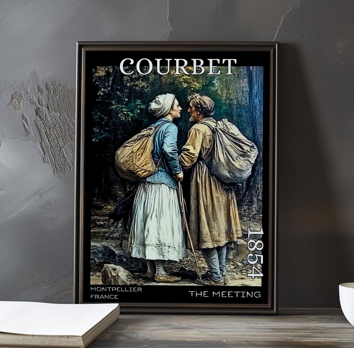 The Meeting Two Travelers in a Dark Forest 1854 Courbet Poster