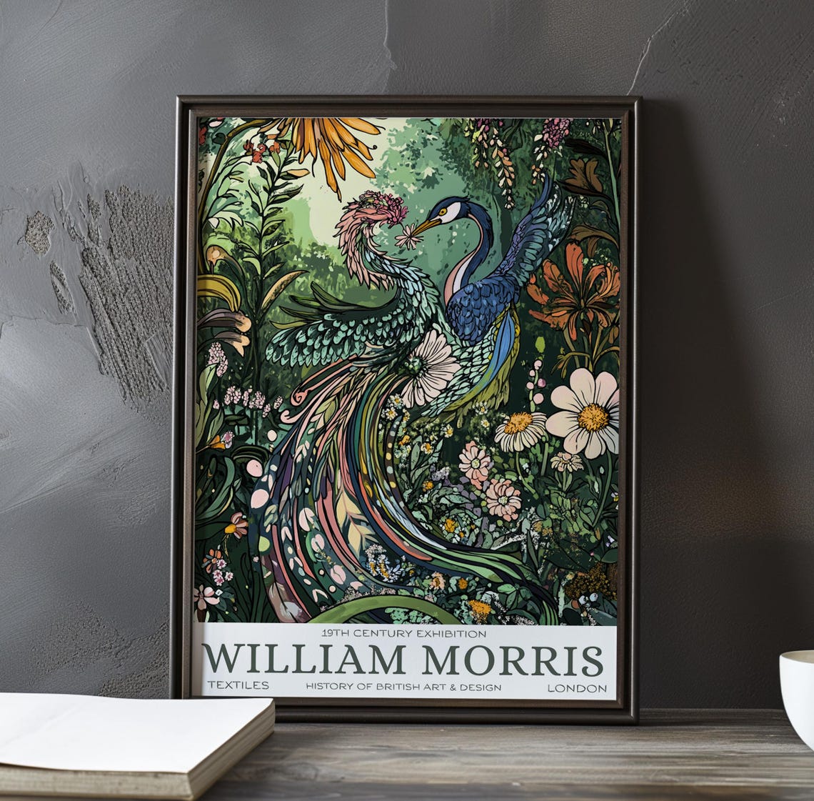 William Morris Peacock Garden Fantasia Floral Exhibition Poster
