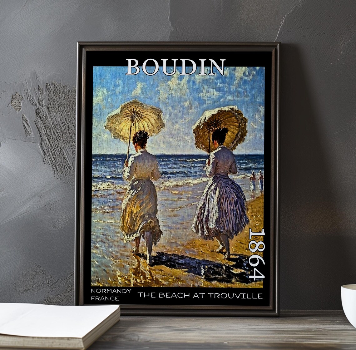Eugene Boudin Trouville Lace Parasols Bright Blue Sky 1864 Poster
