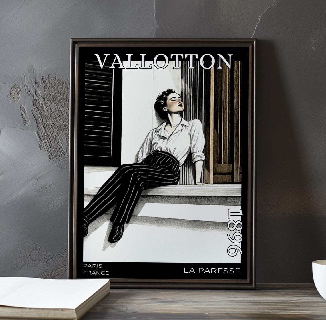 Vallotton La Paresse 1896 Woman Lounging on Doorstep Steps Engraving Poster