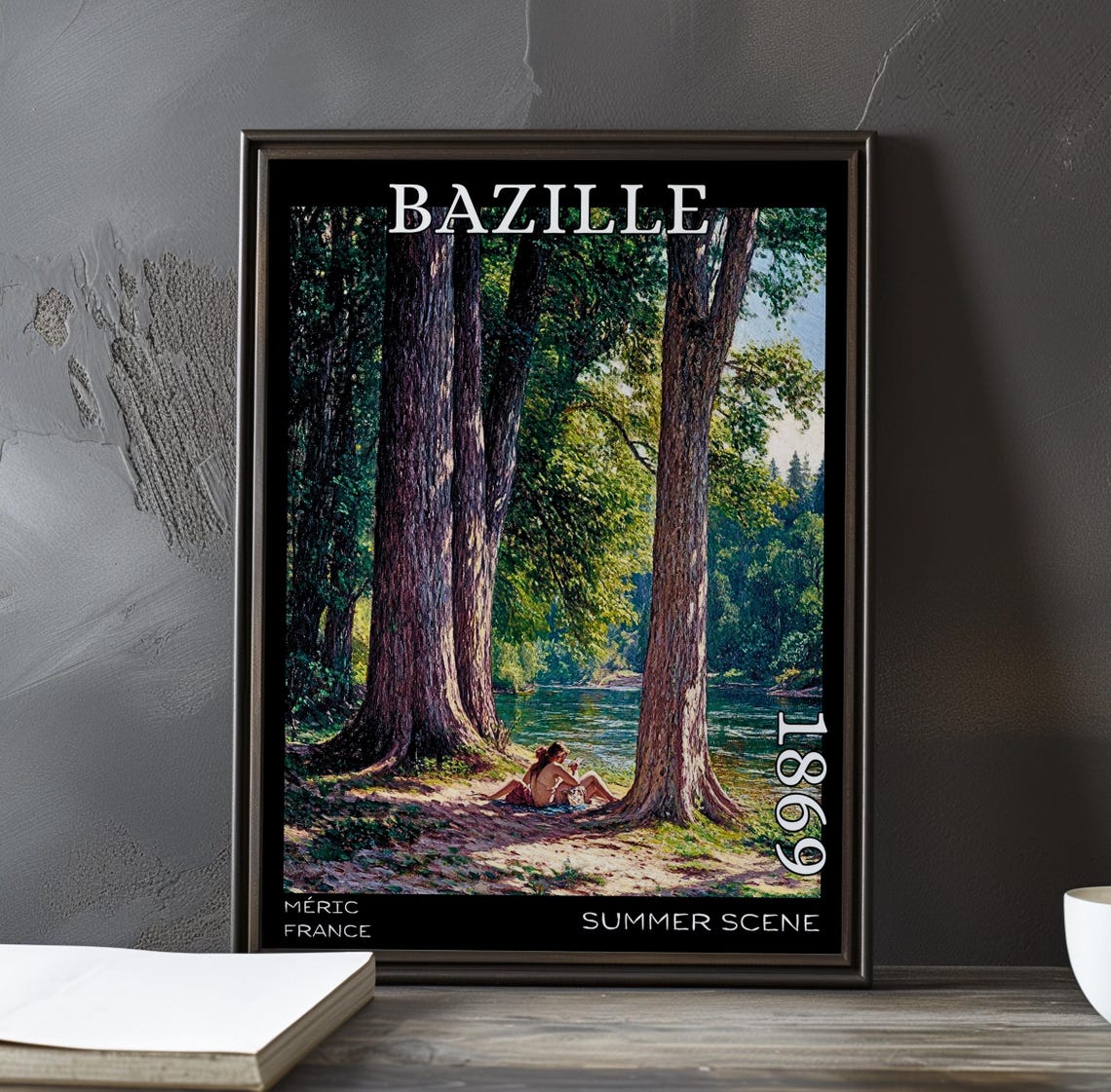 Frédéric Bazille Summer Scene 1869 Méric France Riverside Trees Poster