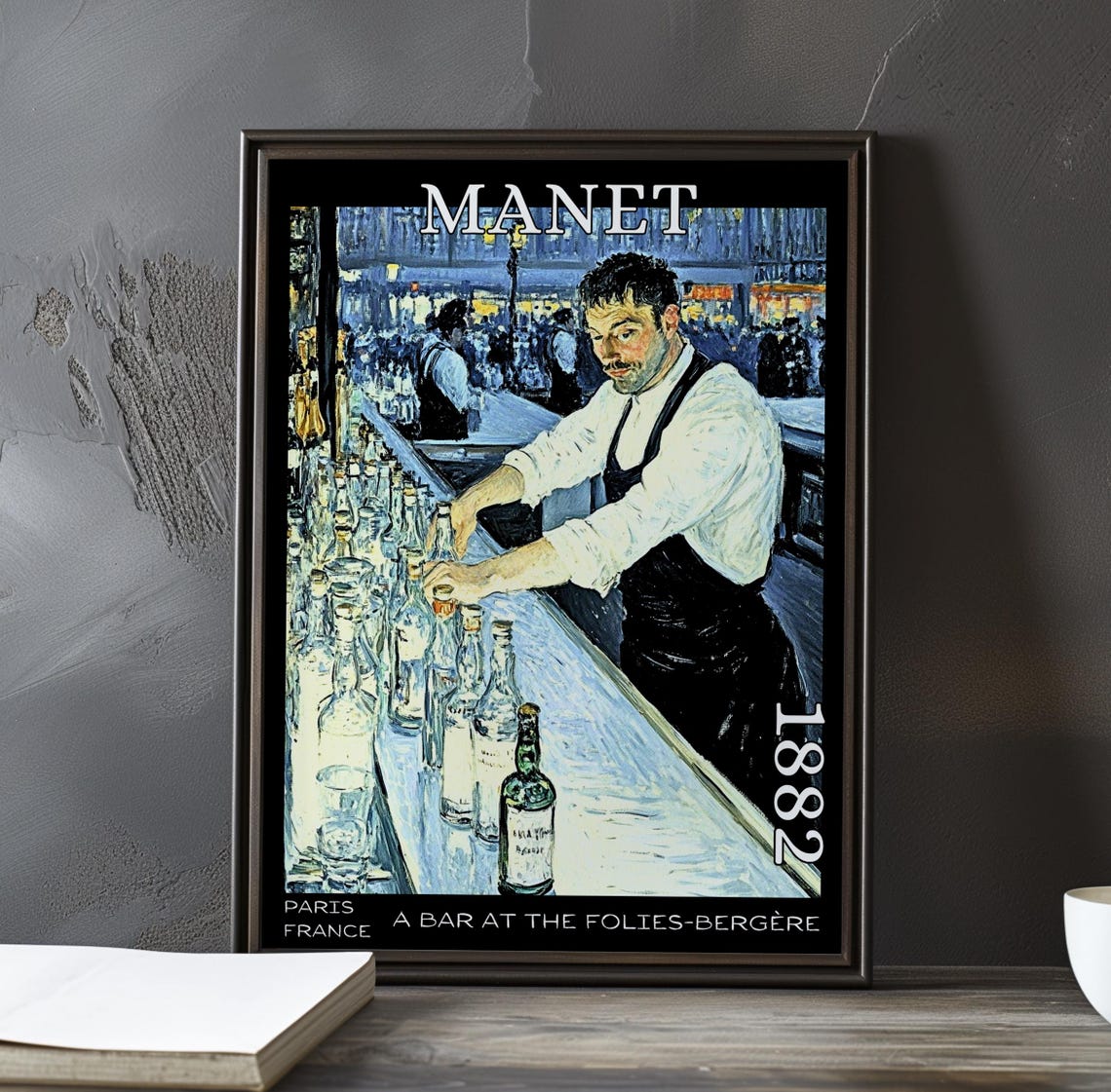 Manet Waiter Lining Bottles at a Long Zinc Bar 1882 Paris Poster