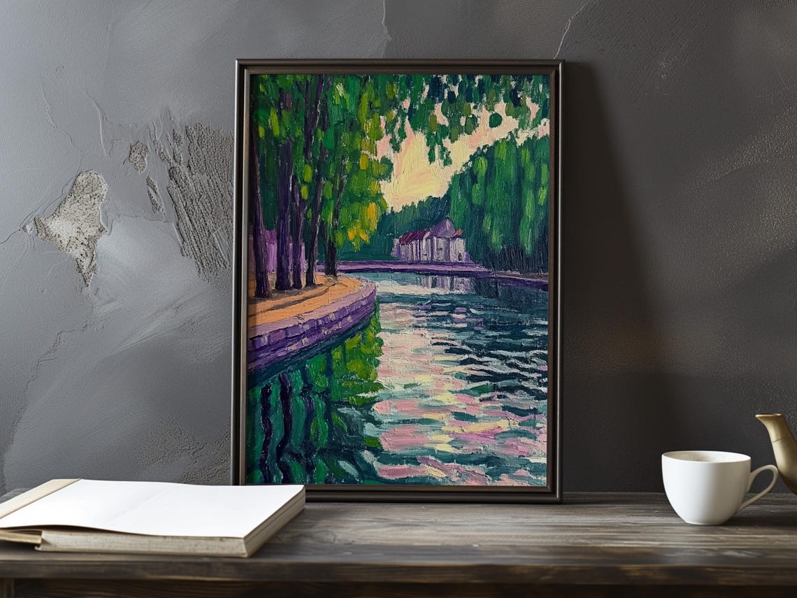 Winding River Bend With A Distant Cottage At Twilight Poster Art