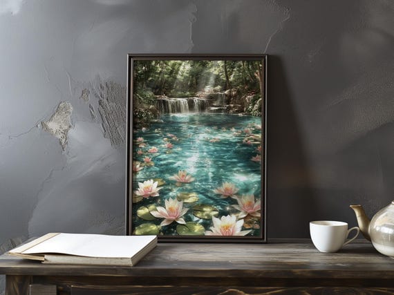 Claude Monet Poster Water Lilies Garden At Giverny Impressionist Gallery Print Colourful Impressionism Art Home Decor