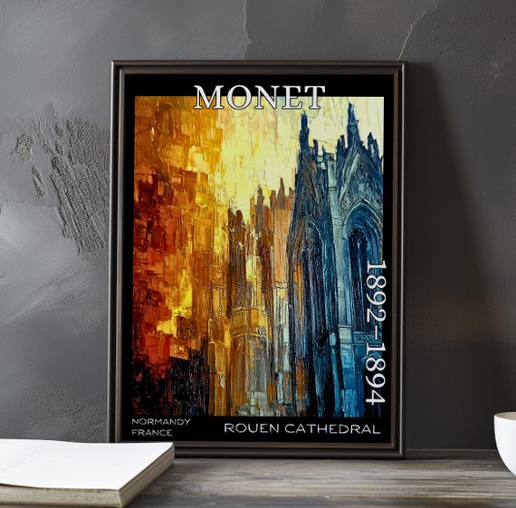 Rouen Cathedral 18921894 Claude Monet Print Poster Impressionism Post Impressionist Church Facade Gothic Light Study Series Art Decor