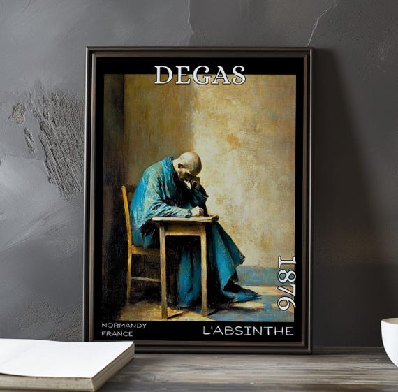 Labsinthe 1876 Edgar Degas Print Poster Impressionist Caf Scene Modern Alienation Paris Interior 19th Century Social Realism Art
