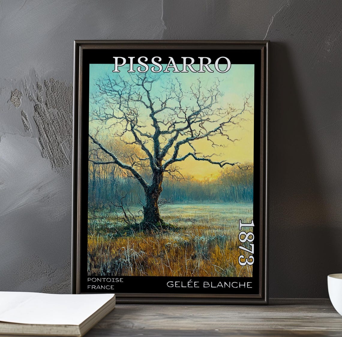 Pissarro Gelee Blanche 1873 Great Bare Tree at Dusk Meadow Poster