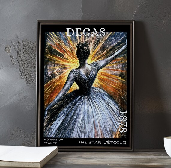 Star Dancer from Behind in Grey Tutu Golden Burst Degas-Style Poster
