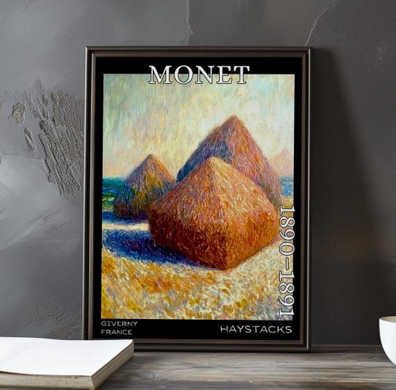 Haystacks 18901891 Claude Monet Print Poster Impressionism Post Impressionist Rural Scene French Field Landscape View Art Decor