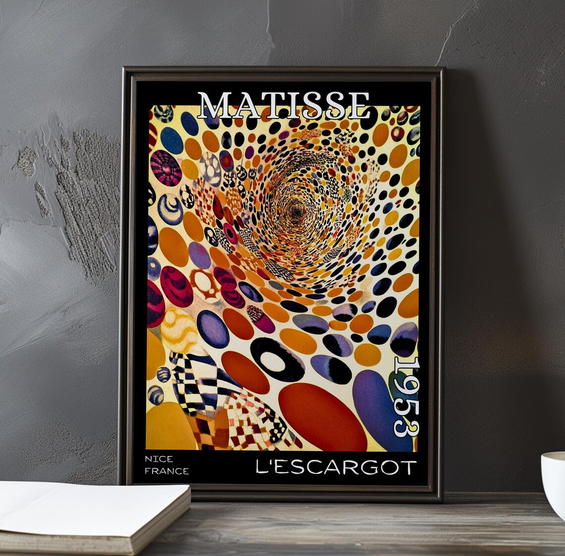 Matisse Lescargot 1953 Dotted Pebble Spiral in Mustard Tones Poster