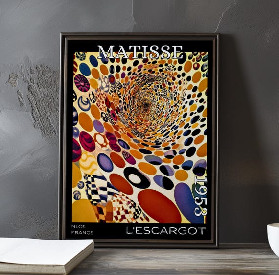 Lescargot 1953 Henri Matisse Print Poster Modern Abstract Spiral Art Collage Cutout French Post Impressionism Decor 20th Century