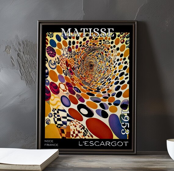 Matisse Lescargot 1953 Dotted Pebble Spiral in Mustard Tones Poster