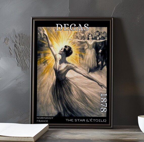 Dancer in Profile with Golden Burst Degas-Style Star Portrait Poster